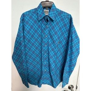 Cinch Mens Sz XS Cotton Long Sleeve Shirt Pearl Snaps Cowboy Rodeo Western Vtg